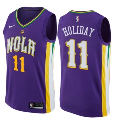 Men's Nike New Orleans Pelicans #11 Jrue Holiday Authentic Purple NBA Jersey - City Edition