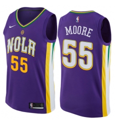 Men's Nike New Orleans Pelicans #55 E'Twaun Moore Authentic Purple NBA Jersey - City Edition