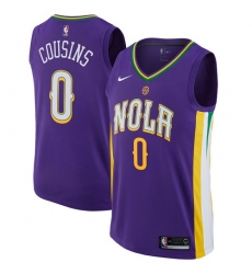 Men's Nike New Orleans Pelicans #0 DeMarcus Cousins Authentic Purple NBA Jersey - City Edition