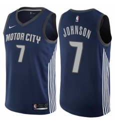 Men's Nike Detroit Pistons #7 Stanley Johnson Authentic Navy Blue NBA Jersey - City Edition