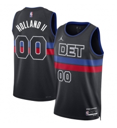 Men's Detroit Pistons #00 Ron Holland II Black 2024 Statement Edition Stitched Basketball Jersey