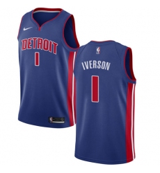Men's Nike Detroit Pistons #1 Allen Iverson Swingman Royal Blue Road NBA Jersey - Icon Edition