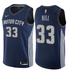 Men's Nike Detroit Pistons #33 Grant Hill Authentic Navy Blue NBA Jersey - City Edition