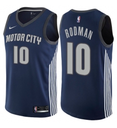 Men's Nike Detroit Pistons #10 Dennis Rodman Authentic Navy Blue NBA Jersey - City Edition