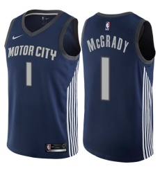 Men's Nike Detroit Pistons #1 Tracy McGrady Authentic Navy Blue NBA Jersey - City Edition