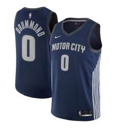 Men's Nike Detroit Pistons #0 Andre Drummond Authentic Navy Blue NBA Jersey - City Edition