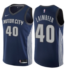 Men's Nike Detroit Pistons #40 Bill Laimbeer Authentic Navy Blue NBA Jersey - City Edition