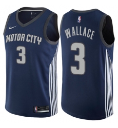 Men's Nike Detroit Pistons #3 Ben Wallace Authentic Navy Blue NBA Jersey - City Edition