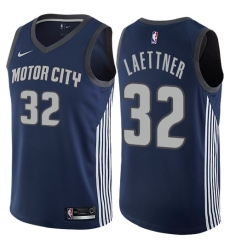 Men's Nike Detroit Pistons #32 Christian Laettner Authentic Navy Blue NBA Jersey - City Edition