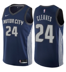 Men's Nike Detroit Pistons #24 Mateen Cleaves Authentic Navy Blue NBA Jersey - City Edition