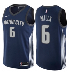 Men's Nike Detroit Pistons #6 Terry Mills Authentic Navy Blue NBA Jersey - City Edition