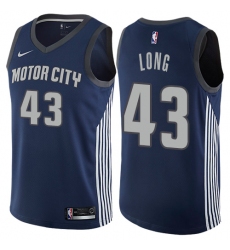 Men's Nike Detroit Pistons #43 Grant Long Authentic Navy Blue NBA Jersey - City Edition