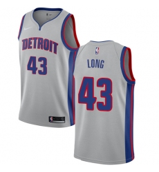 Men's Nike Detroit Pistons #43 Grant Long Swingman Silver NBA Jersey Statement Edition