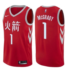 Men's Nike Houston Rockets #1 Tracy McGrady Authentic Red NBA Jersey - City Edition