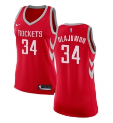 Women's Nike Houston Rockets #34 Hakeem Olajuwon Swingman Red Road NBA Jersey - Icon Edition