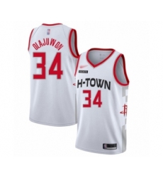 Youth Houston Rockets #34 Hakeem Olajuwon Swingman White Basketball Jersey - 2019 20 City Edition