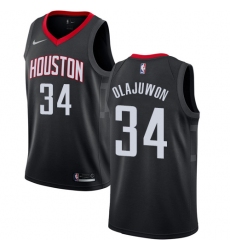 Youth Nike Houston Rockets #34 Hakeem Olajuwon Authentic Black Alternate NBA Jersey Statement Edition