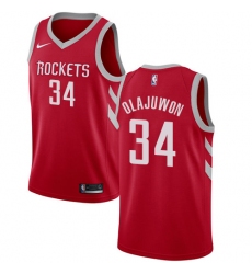 Youth Nike Houston Rockets #34 Hakeem Olajuwon Swingman Red Road NBA Jersey - Icon Edition
