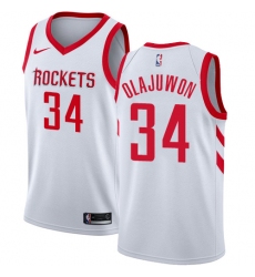 Youth Nike Houston Rockets #34 Hakeem Olajuwon Swingman White Home NBA Jersey - Association Edition