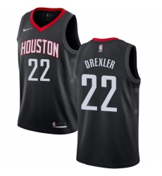 Women's Nike Houston Rockets #22 Clyde Drexler Authentic Black Alternate NBA Jersey Statement Edition