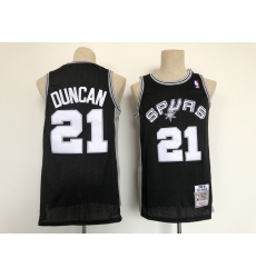 Men's San Antonio Spurs #21 Tim Duncan Black Throwback Swingman Jersey