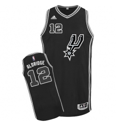 Men's Adidas San Antonio Spurs #12 LaMarcus Aldridge Swingman Black New Road NBA Jersey