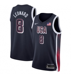 Men's USA Basketball #8 Kawhi Leonard Navy 2024 Swingman Stitched Jersey