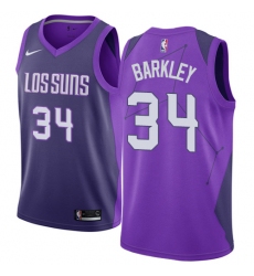 Men's Nike Phoenix Suns #34 Charles Barkley Swingman Purple NBA Jersey - City Edition