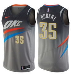 Men's Nike Oklahoma City Thunder #35 Kevin Durant Swingman Gray NBA Jersey - City Edition