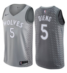 Men's Nike Minnesota Timberwolves #5 Gorgui Dieng Authentic Gray NBA Jersey - City Edition