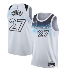 Men's Minnesota Timberwolves #27 Rudy Gobert White 2024-25 City Edition Stitched Jersey