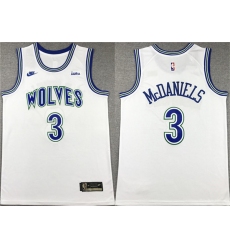 Men's Minnesota Timberwolves #3 Jaden McDaniels White City Edition Stitched Jersey