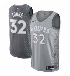 Men's Nike Minnesota Timberwolves #32 Karl-Anthony Towns Authentic Gray NBA Jersey - City Edition