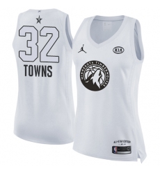 Women's Nike Jordan Minnesota Timberwolves #32 Karl-Anthony Towns Swingman White 2018 All-Star Game NBA Jersey