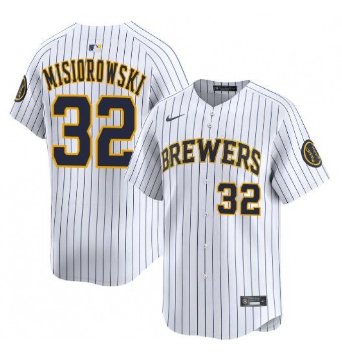 Men's Milwaukee Brewers #32 Jacob Misiorowski White Alternate Limited Stitched Baseball Jersey