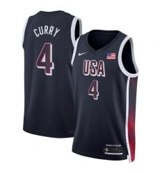 Men's USA Basketball #4 Stephen Curry Navy 2024 Swingman Stitched Jersey