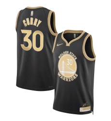 Men's Golden State Warriors 30 Stephen Curry Black Gold 2024 Select Series Stitched Jersey