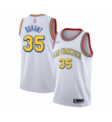 Men's Golden State Warriors #35 Kevin Durant Authentic White Hardwood Classics Basketball Jersey - San Francisco Classic Edition