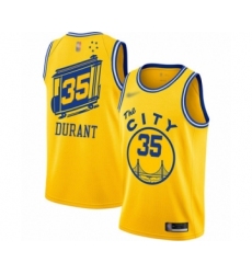 Women's Golden State Warriors #35 Kevin Durant Swingman Gold Hardwood Classics Basketball Jersey - The City Classic Edition