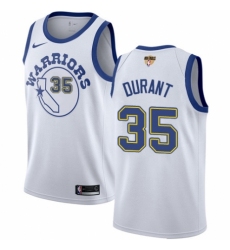 Youth Nike Golden State Warriors #35 Kevin Durant Authentic White Hardwood Classics 2018 NBA Finals Bound NBA Jersey
