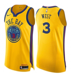 Youth Nike Golden State Warriors #3 David West Swingman Gold NBA Jersey - City Edition