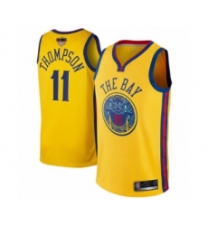 Men's Golden State Warriors #11 Klay Thompson Swingman Gold 2019 Basketball Finals Bound Basketball Jersey - City Edition
