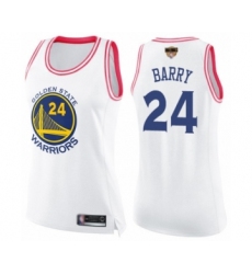 Women's Golden State Warriors #24 Rick Barry Swingman White  Pink Fashion 2019 Basketball Finals Bound Basketball Jersey