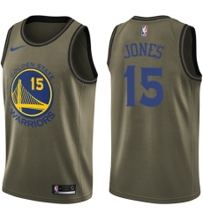 Men's Nike Golden State Warriors #15 Damian Jones Swingman Green Salute to Service NBA Jersey