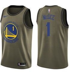 Men's Nike Golden State Warriors #1 JaVale McGee Swingman Green Salute to Service NBA Jersey