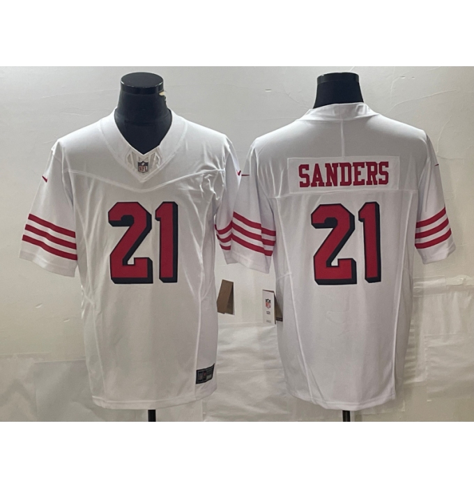 Men's Nike San Francisco 49ers #21 Deion Sanders White 2023 F.U.S.E. Vapor Untouchable Stitched Football Jersey