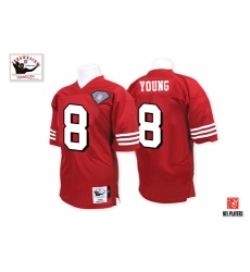 Mitchell and Ness San Francisco 49ers #8 Steve Young Red Team Color 75TH Premier EQT Throwback NFL Jersey