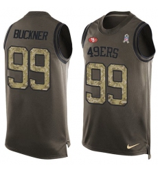 Men's Nike San Francisco 49ers #99 DeForest Buckner Limited Green Salute to Service Tank Top NFL Jersey