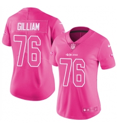 Women's Nike San Francisco 49ers #76 Garry Gilliam Limited Pink Rush Fashion NFL Jersey