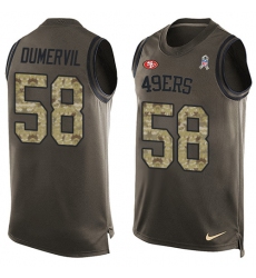 Men's Nike San Francisco 49ers #58 Elvis Dumervil Limited Green Salute to Service Tank Top NFL Jersey